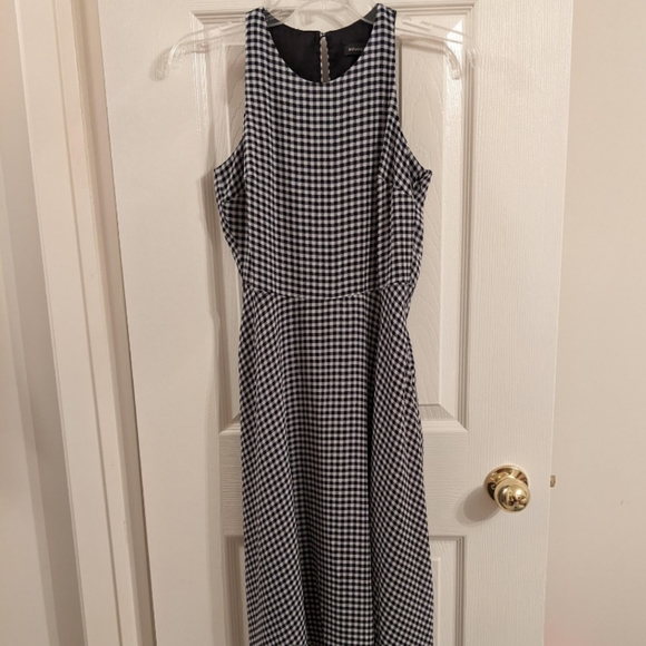 Banana Republic Monochromatic Gingham Dress Asymmetrical Petite 0 Like New - Picture 4 of 5